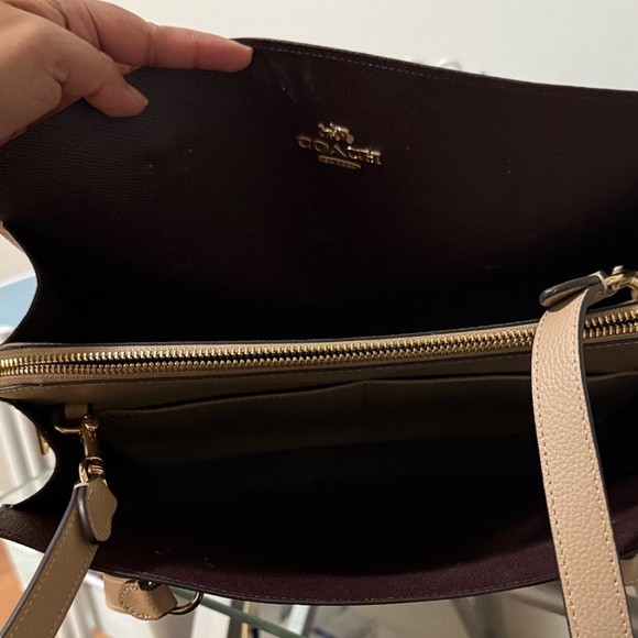 COACH® Outlet | City Tote Bag In Signature Canvas Coach Light Brown Leather Tote